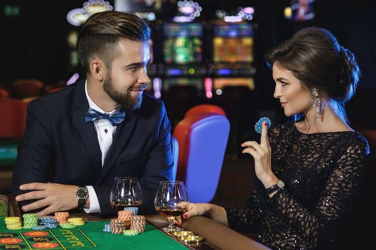 Slots game with bright colors and jackpots on screen